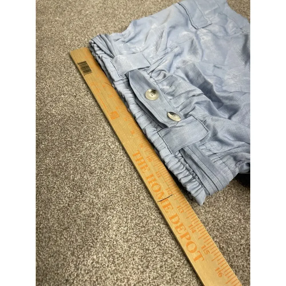 Hudson Gray Paperbag Waist Cargo Shorts Women’s Small Light Blue Chambray NWT - Picture 11 of 13